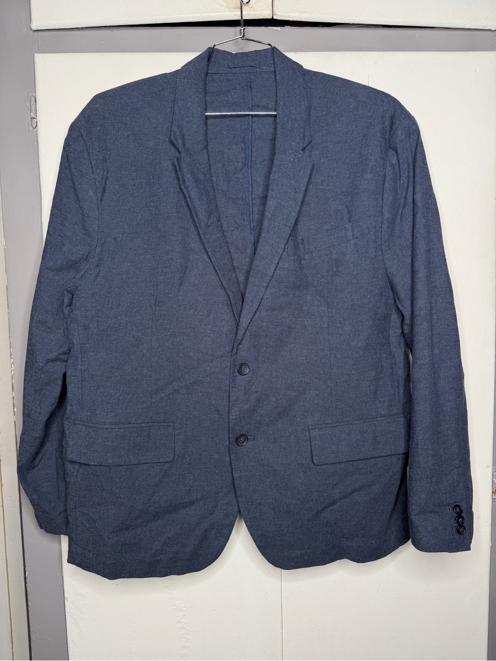 Old Navy Men's Linen Cotton blend 2 button blazer sport coat size 2XL Blue Navy